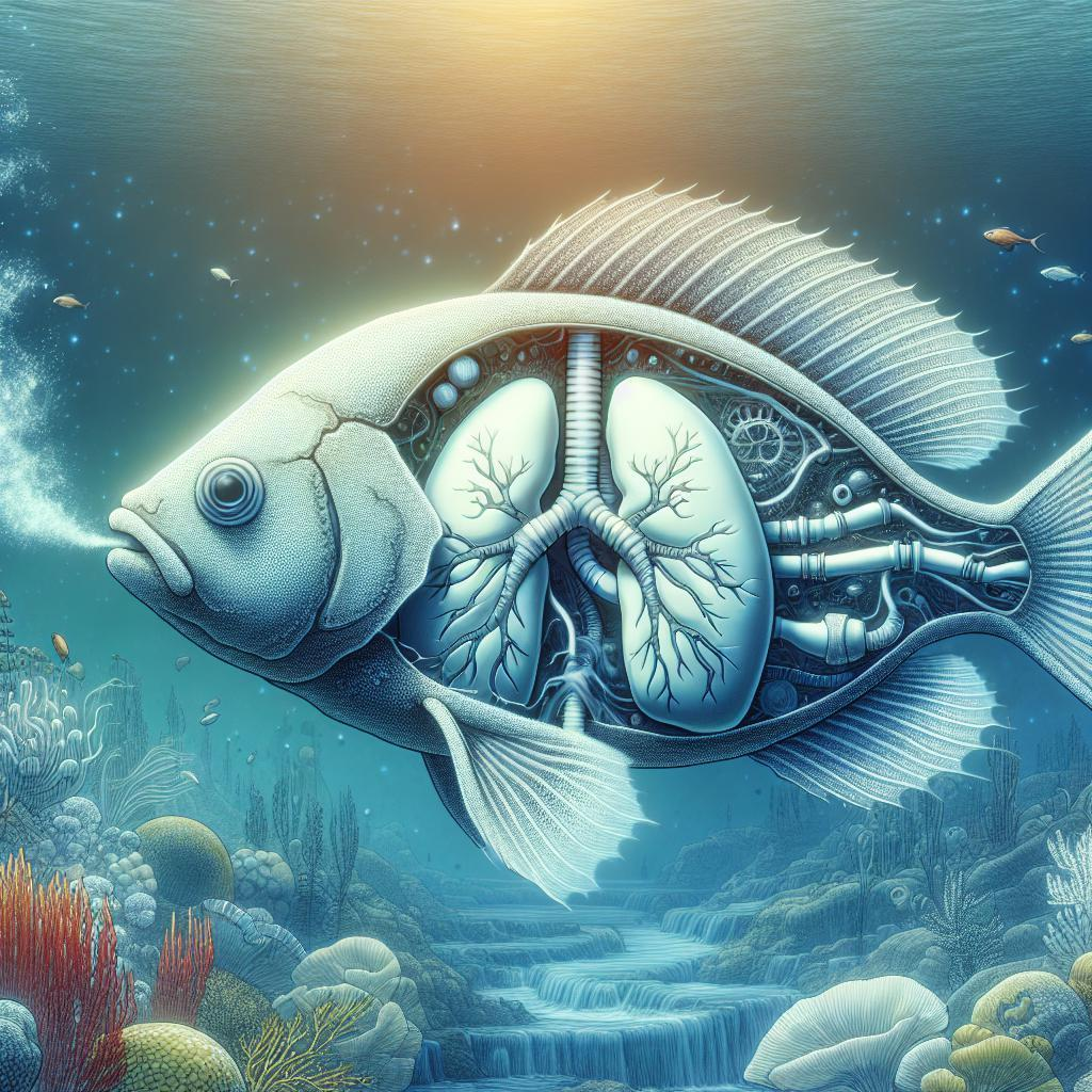 Fish anatomy image with lung-like organs highlighted